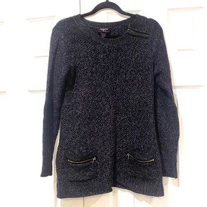 Hooked Up Womens Purple Black Sweater Top M